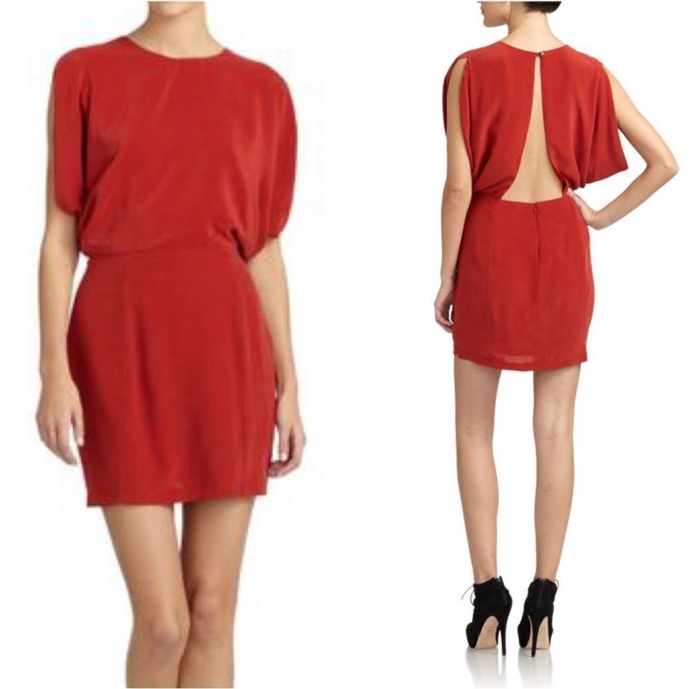 Red Silk Wren Dress Size Medium D40‎